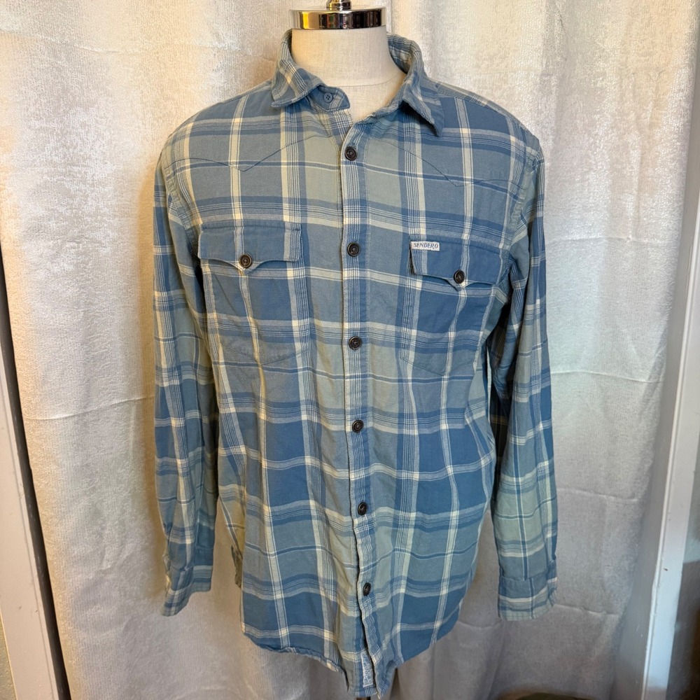 Sendero Provisions Co Mens XL Blue Plaid Cotton Twill Western Button Down Shirt